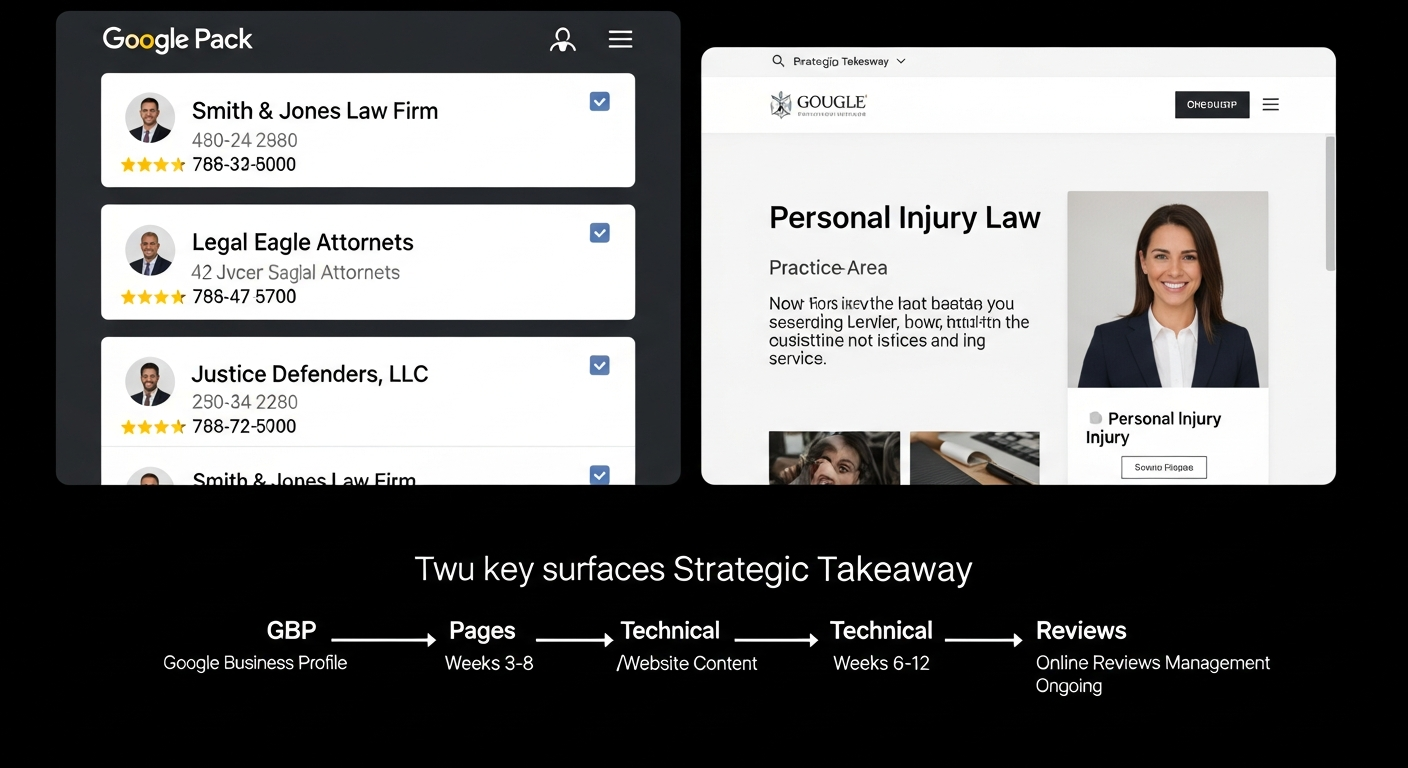 Solo attorney reviewing law firm SEO strategy on laptop in modern office