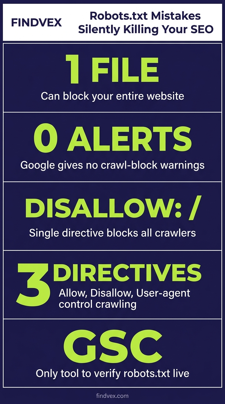 Infographic showing five robots.txt SEO facts for small business website owners